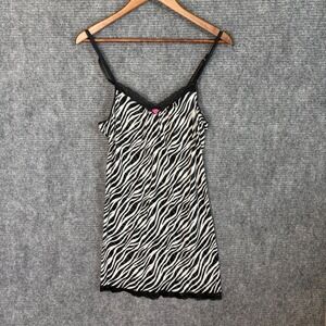 Apt 9 Intimates Zebra Print Lace Trim Mesh Chemise Nightgown Medium Y2K